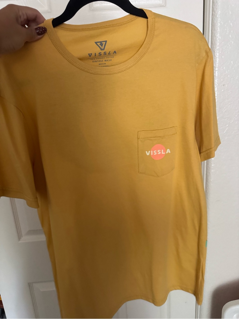 VISSLA Men's Pocket Tee in Mustard Yellow